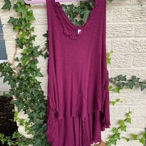 Free People Maroon High Low Tank